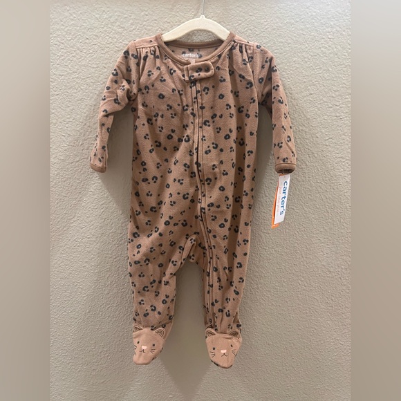 Carter's Other - Carter's Tan/brown Leopard Print Kids Footie